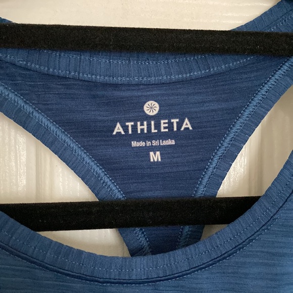 Athleta Womens Racerback ank Top Semi-sheer Detail Shirt Blue Medium - Picture 3 of 12
